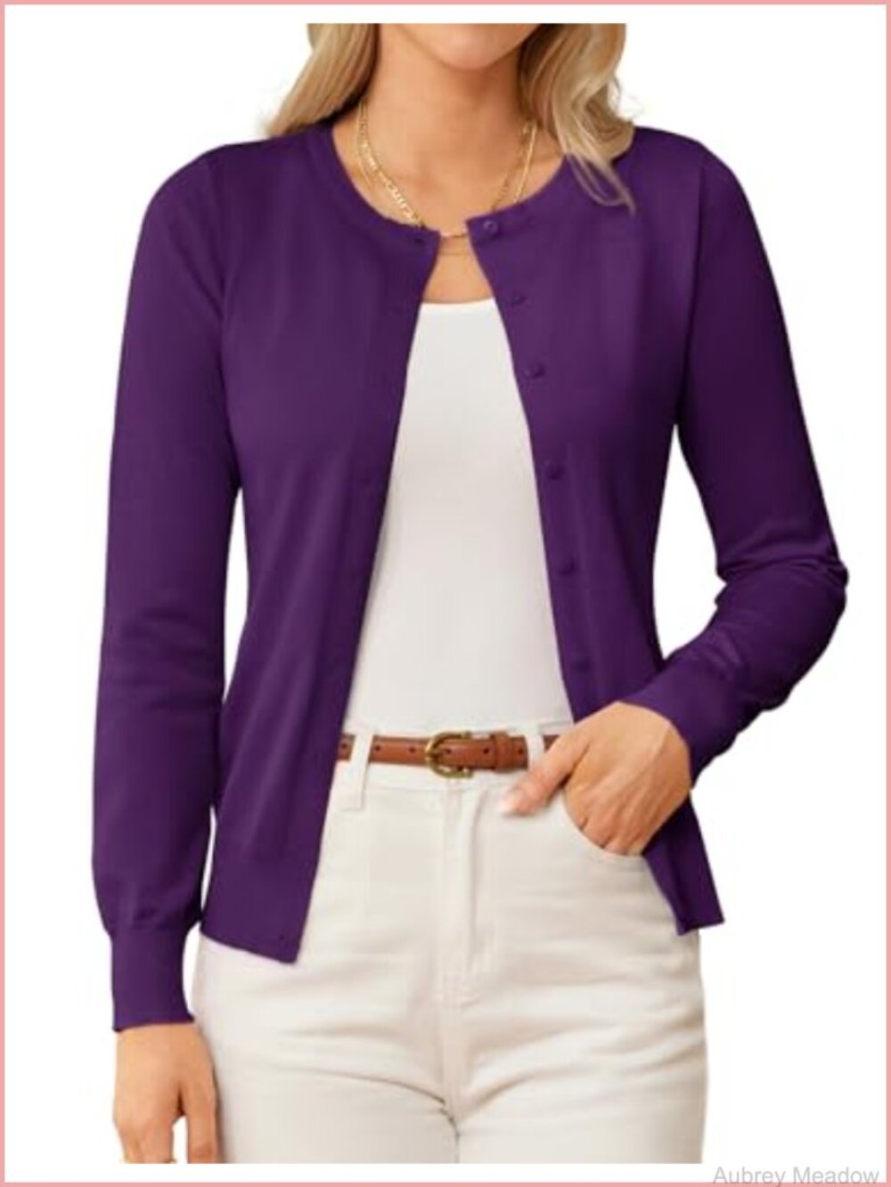 Women's Classic Button Down Knit Cardigan Long Sleeve Crew Neck Slim Fit Sweater
